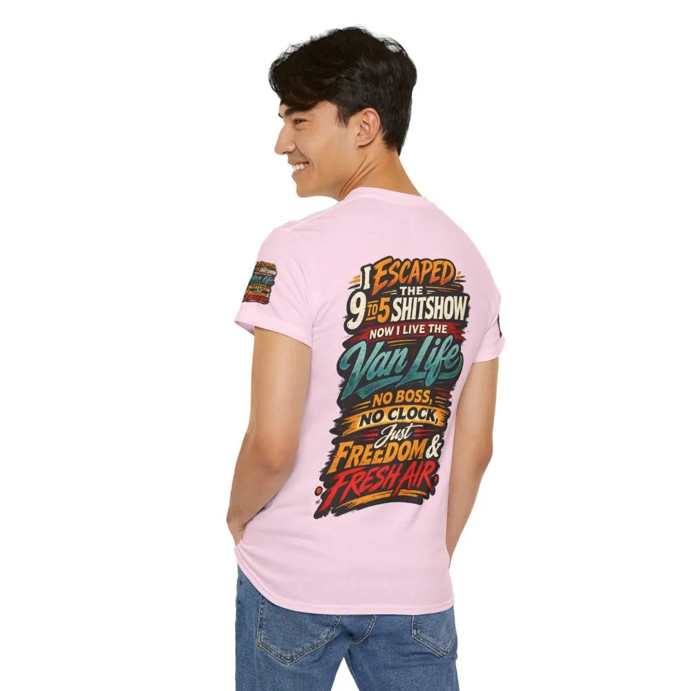 Unisex Heavy Cotton Tee — "I Escaped The 9 To 5" Design F**K-Line