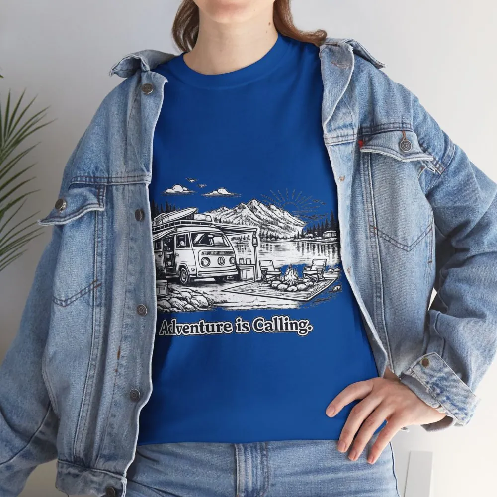 4577963791008414336_2048.jpeg Unisex Heavy Cotton Tee — "Adventure Is Calling" Design Minimal-Line