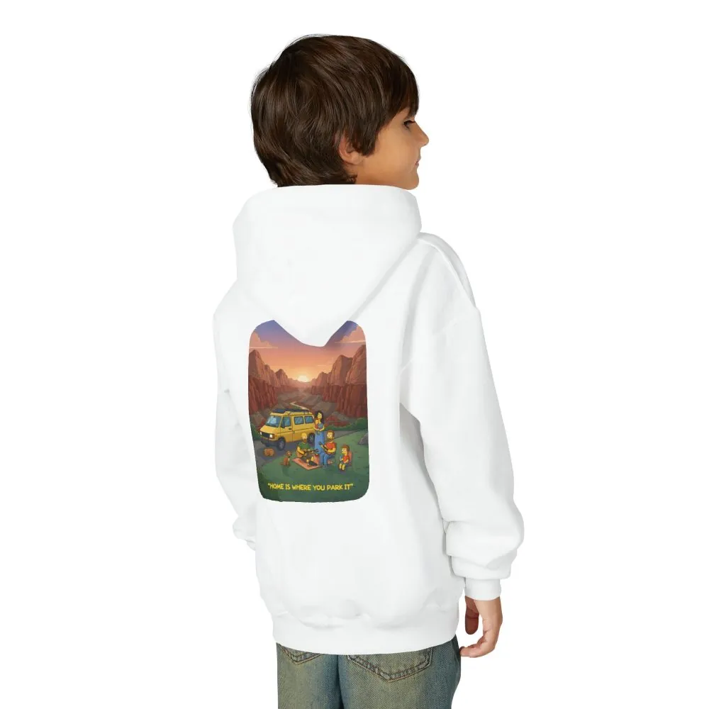 Youth Hoodie(Gildan) – "Home Is Where You Park It"" (Design Sitcom-Line)