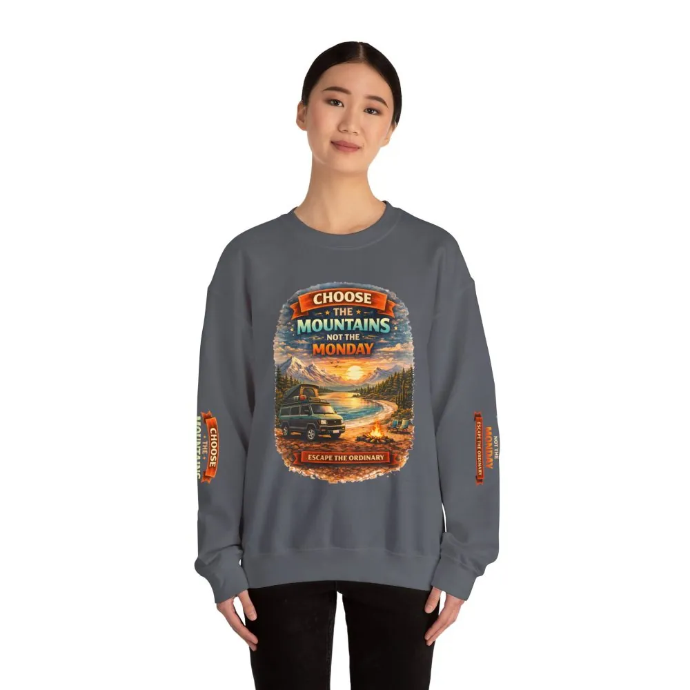4588255222142492420_2048.jpeg Unisex Heavy Blend™ Crewneck Sweatshirt — "Choose The Mountens" Design Scenic-Line
