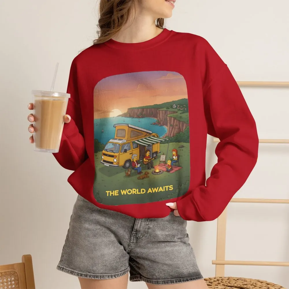 4589249395132455451_2048.jpeg Unisex Heavy Blend™ Crewneck Sweatshirt — "The World Awaits" Design Sitcom-Line