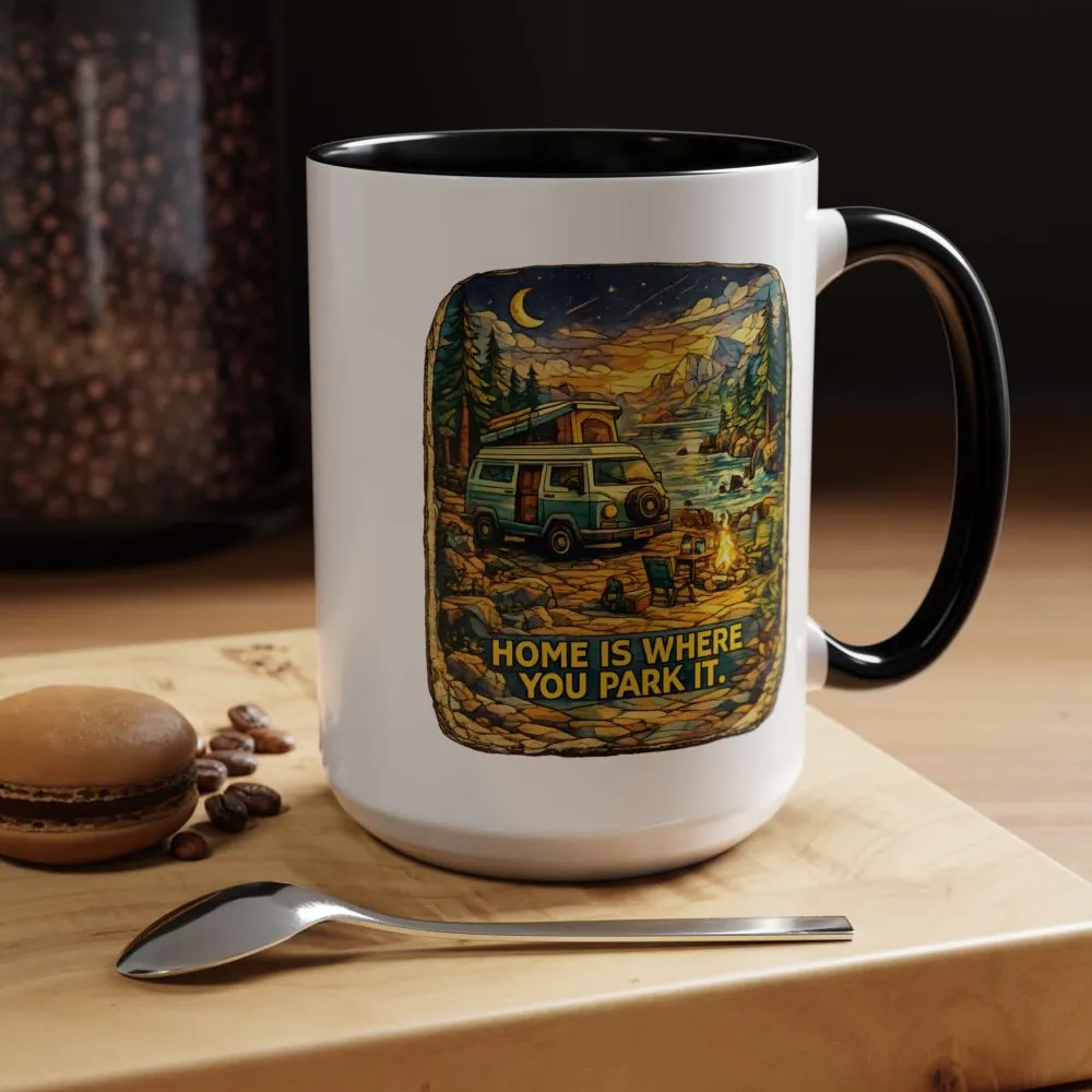 4589426270265825116_2048.jpeg Accent Coffee Mug (11, 15oz) — "Home Is Where You Park It" Design Cubic-Line