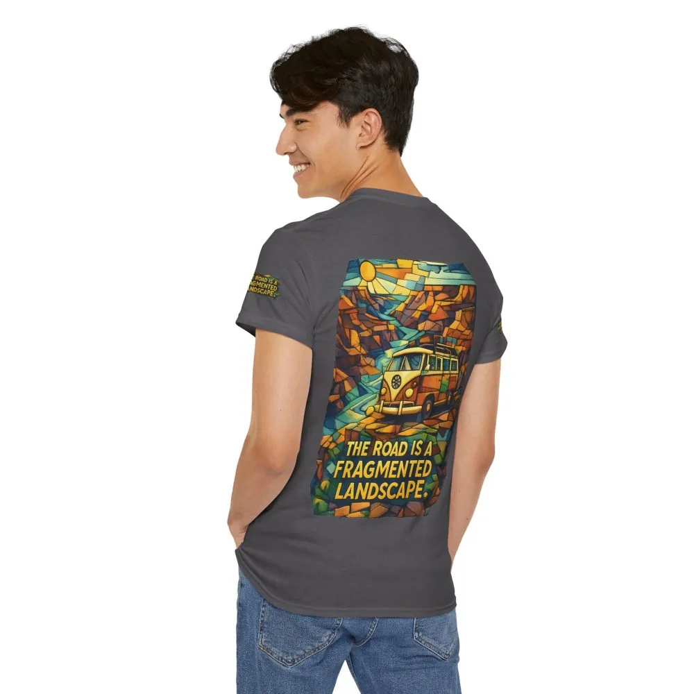 4594458356789618969_2048.jpeg Unisex Heavy Cotton Tee — "The Road Is A Fragmented Landscape" Design Cubic-Line