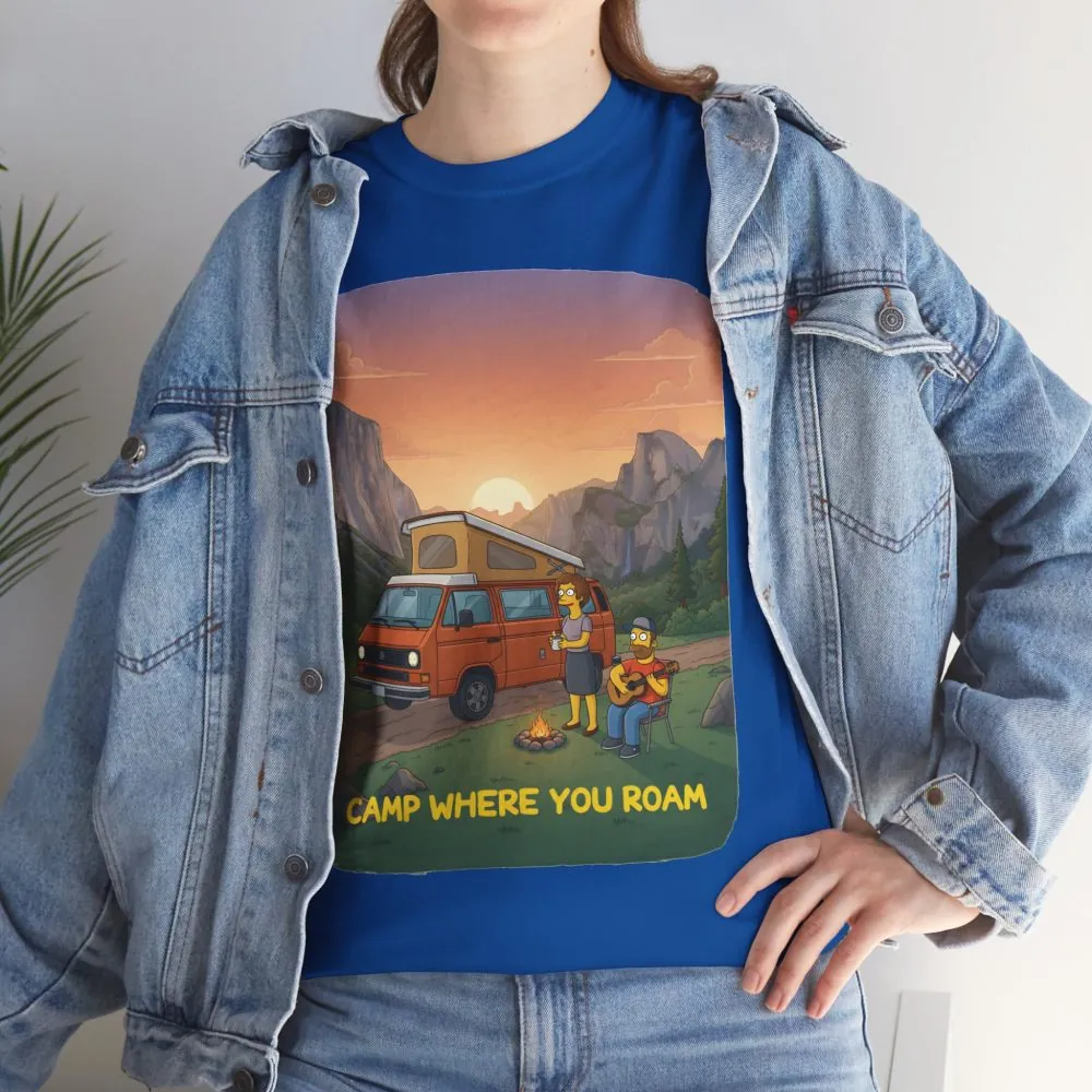 Unisex Heavy Cotton Tee — "Camp Where You Roam" Design Sitcom-Line