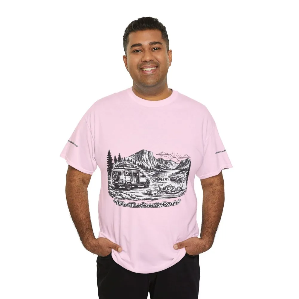 4603569997234955242_2048.jpeg Unisex Heavy Cotton Tee — "Take The Scenic Route" Design Minimal-Line