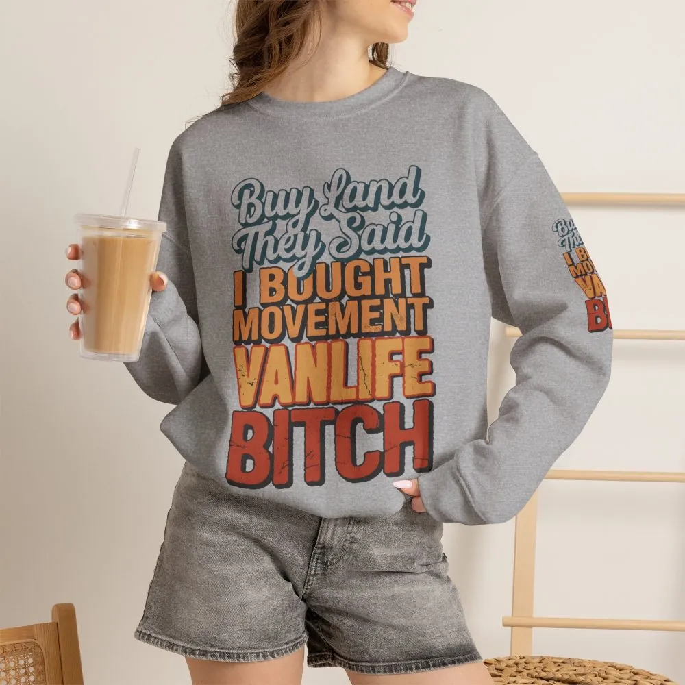 4604714887378927971_2048.jpeg Unisex Heavy Blend™ Crewneck Sweatshirt — "Buy Land They Said" Design F**K-Line