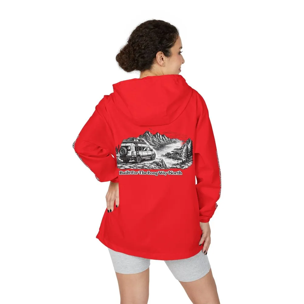 4605067553097364402_2048.jpeg Unisex Full-Zip Windbreaker Jacket — "Built For The Long Way North" (Design "Minimal-Line")