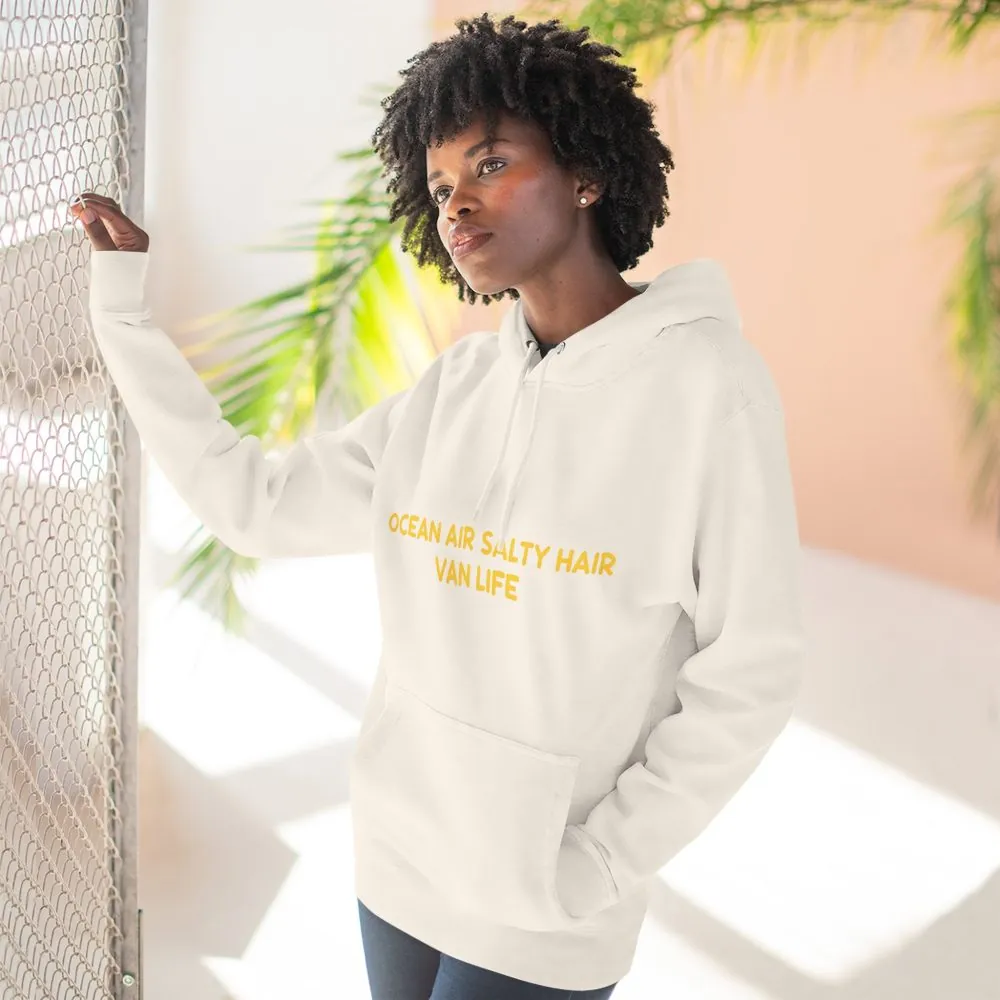 Three-Panel Fleece Hoodie - "Ocean Air Salty Hair Van Life" Design Sitcom-Line