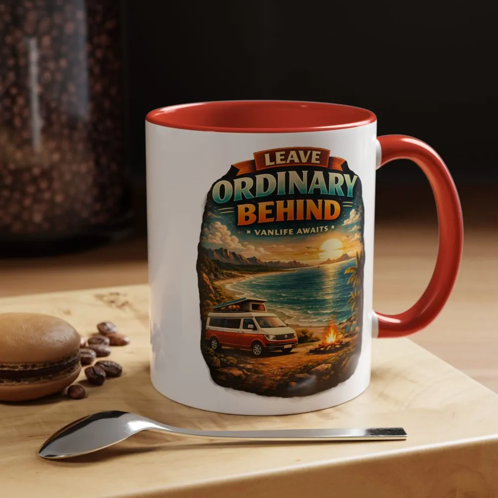 Accent Coffee Mug (11, 15oz) — "Leave Ordinary Behind" Design Scenic-Line