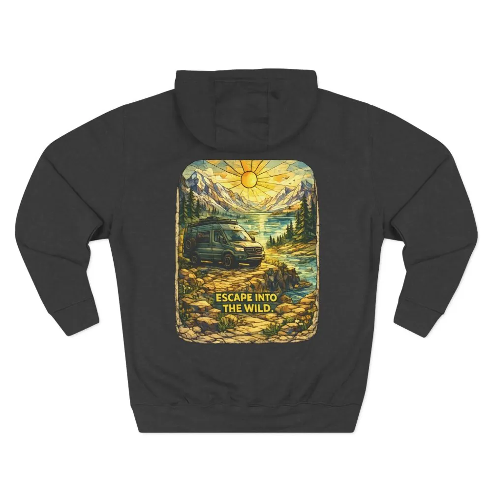 4614807526048916252_2048.jpeg Three-Panel Fleece Hoodie - "Escape Into The Wild" Design Cubic-Line