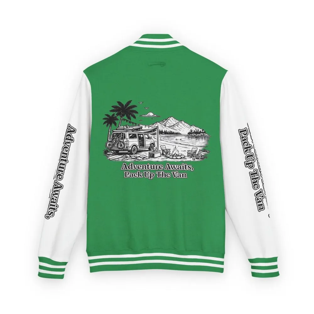 4629786574610433298_2048.jpeg Unisex Heavyweight Letterman Jacket — "Adventure Awaits,Pack Up The Van" Travel Varsity Coat