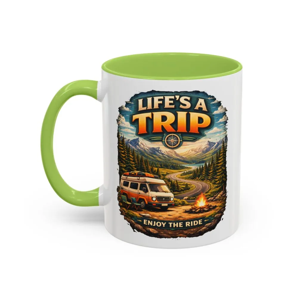 Accent Coffee Mug (11, 15oz) — "Life s A Trip" Design Scenic-Line