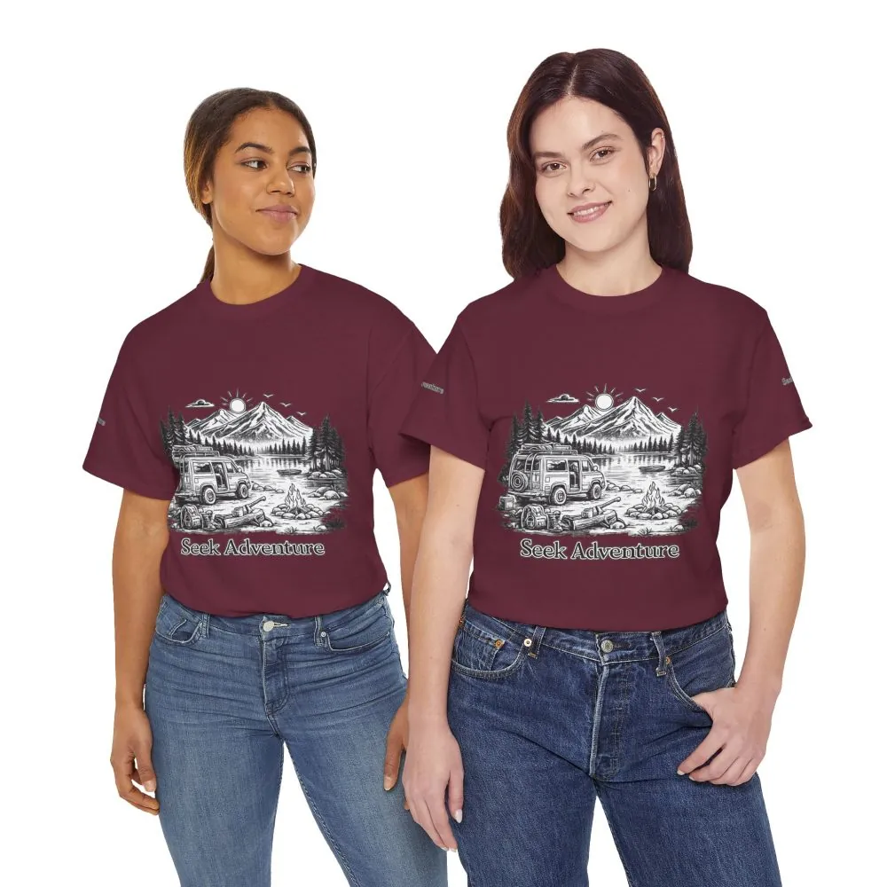 4649317328901835954_2048.jpeg Unisex Heavy Cotton Tee — "Seek Adventure" Design Minimal-Line