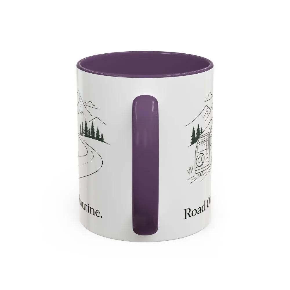 Accent Coffee Mug (11, 15oz) — "Road Over Routine" Design Minimal-Line