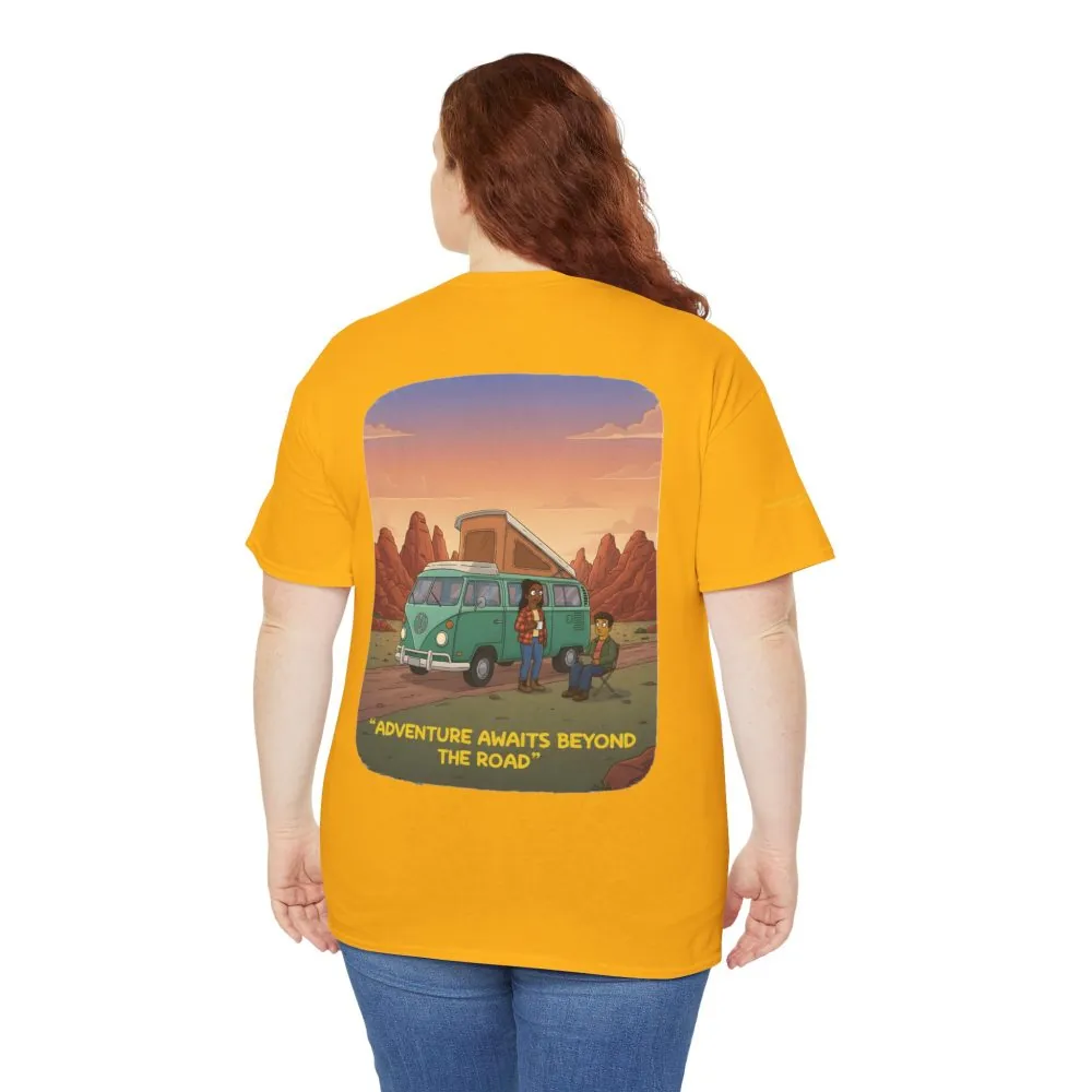 4662607104134435118_2048.jpeg Unisex Heavy Cotton Tee — "Adventure Awaits Beyond The Road" Design Sitcom-Line