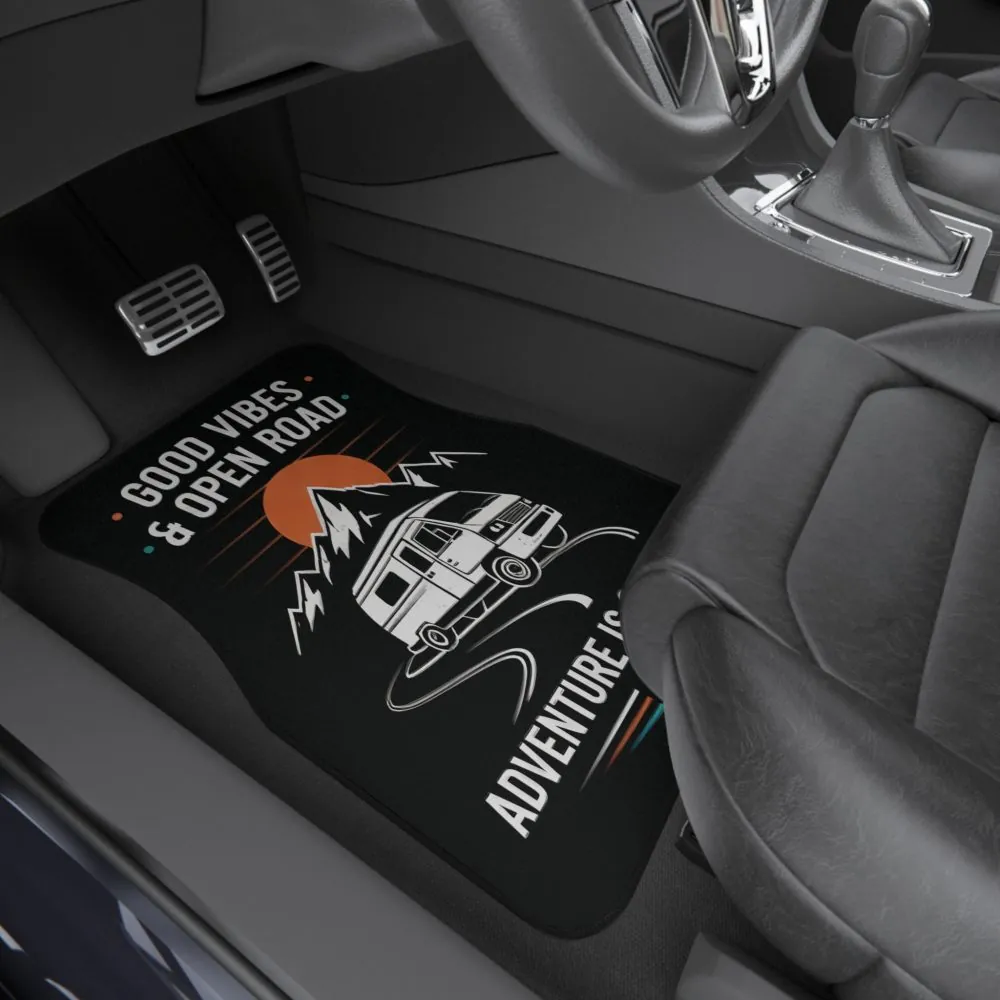 4673374630165132070_2048.jpeg Car Mats (Set of 4)— "Good Vibes & Open Road" Adventure Van Floor Mat Set