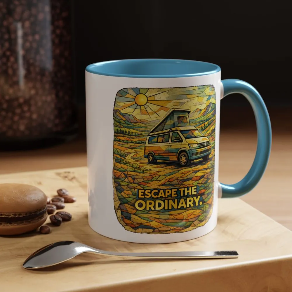 Accent Coffee Mug (11, 15oz) — "Escape The Ordinary" Design Cubic-Line