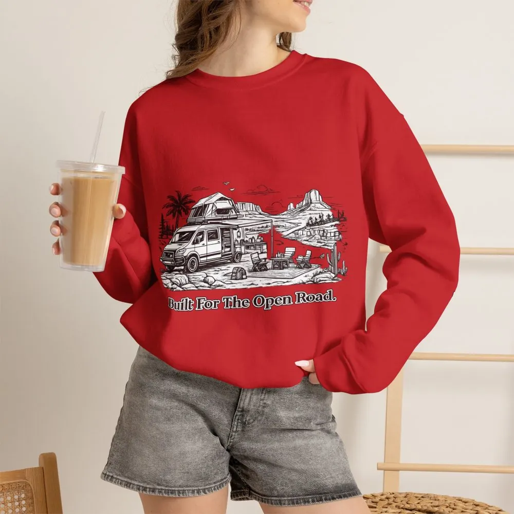 4690022495380128830_2048.jpeg Unisex Heavy Blend™ Crewneck Sweatshirt — "Built For The Open Road" Design Minimal-Line