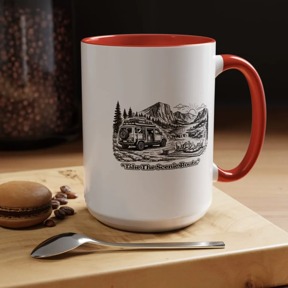 4694676121730293590_2048.jpeg Accent Coffee Mug (11, 15oz) — "Take The Scenic Route" Design Minimal-Line