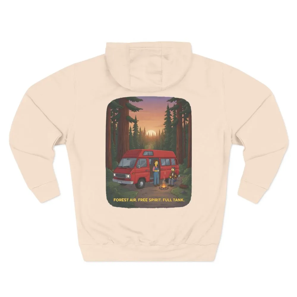 Three-Panel Fleece Hoodie - "Forest Air Free Spirit Full Tank" Design Sitcom-Line