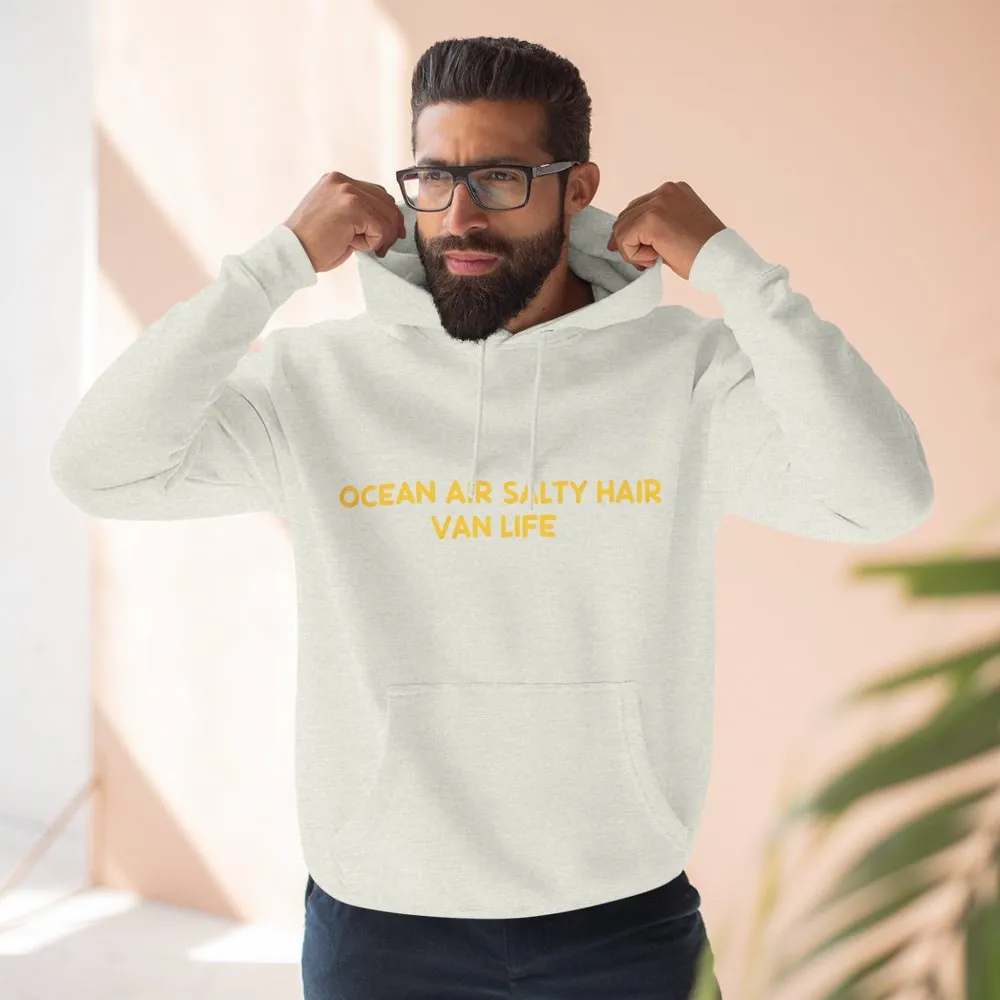 Three-Panel Fleece Hoodie - "Ocean Air Salty Hair Van Life" Design Sitcom-Line