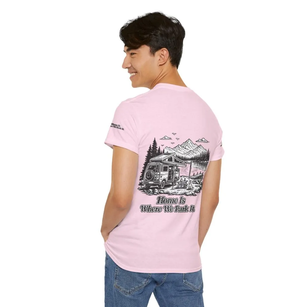4708991280928034580_2048.jpeg Unisex Heavy Cotton Tee — "Home Is Where You Park It" Design Minimal-Line