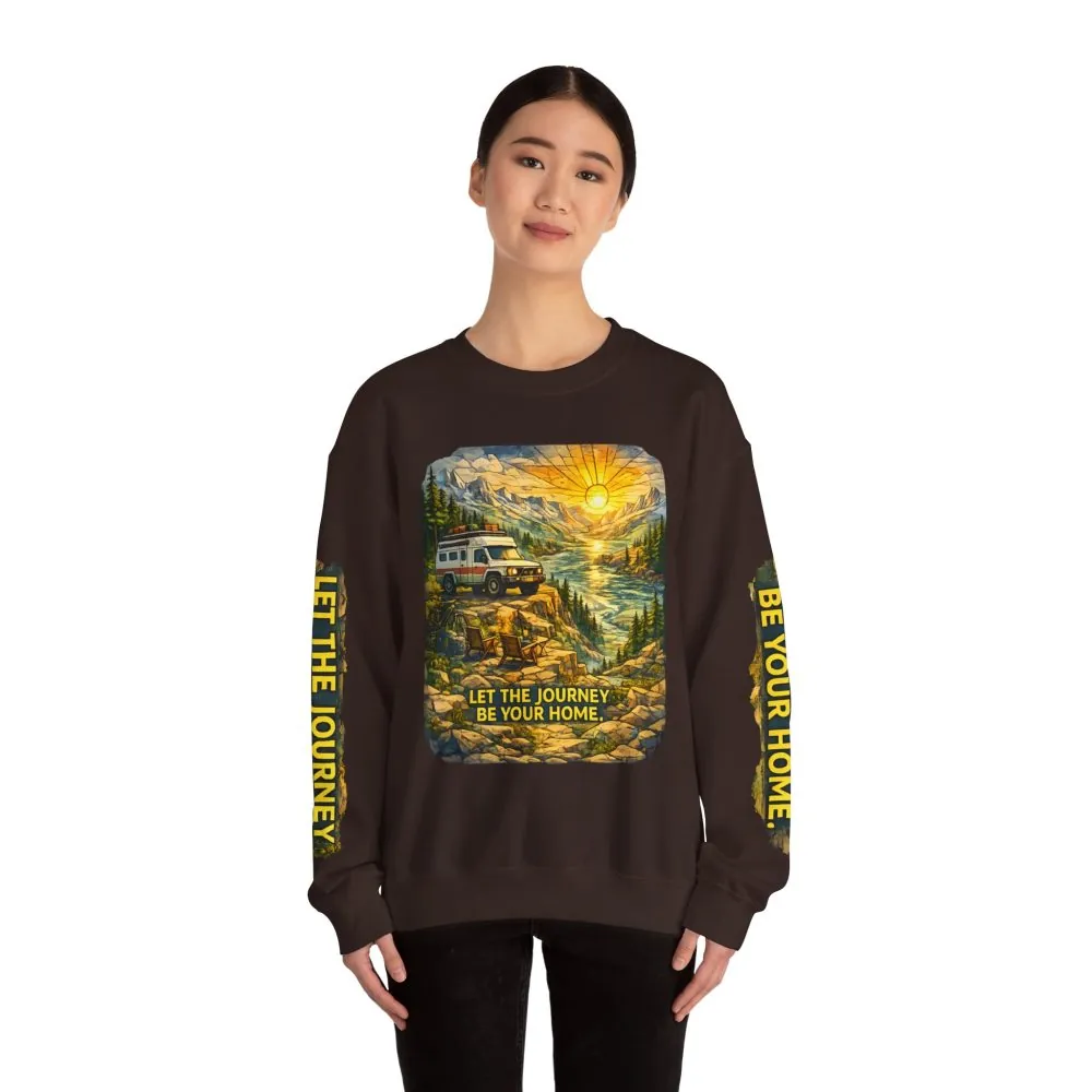 4724601143992565981_2048.jpeg Unisex Heavy Blend™ Crewneck Sweatshirt — "Let The Journey Be Your Home" Design Cubic-Line