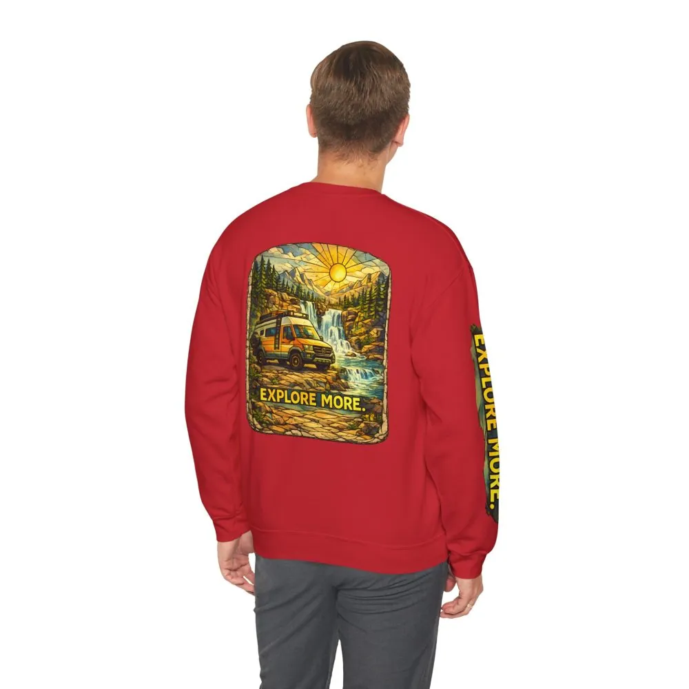 Unisex Heavy Blend™ Crewneck Sweatshirt — "Explore More" Design Cubic-Line