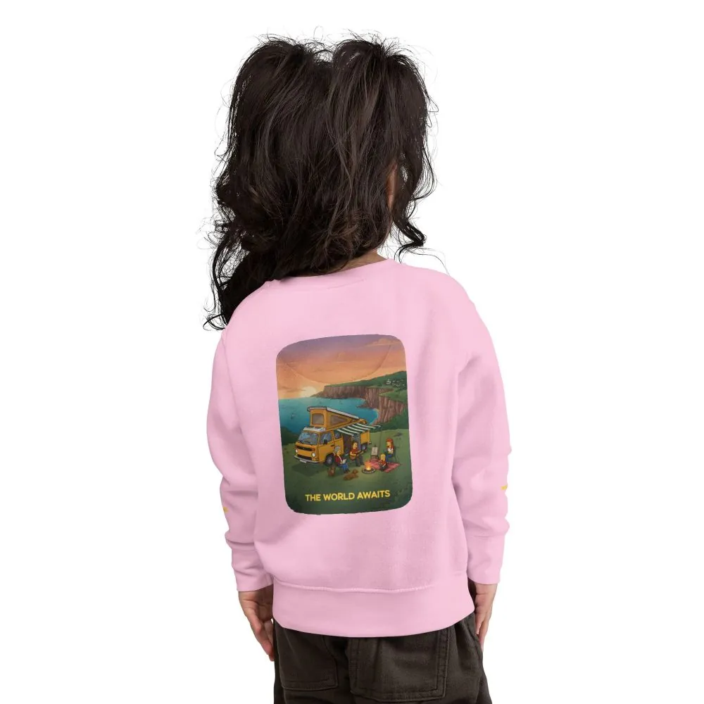 4730325681085338704_2048.jpeg Toddler Sweatshirt - "The World Awaits" (Design Sitcom-Line)