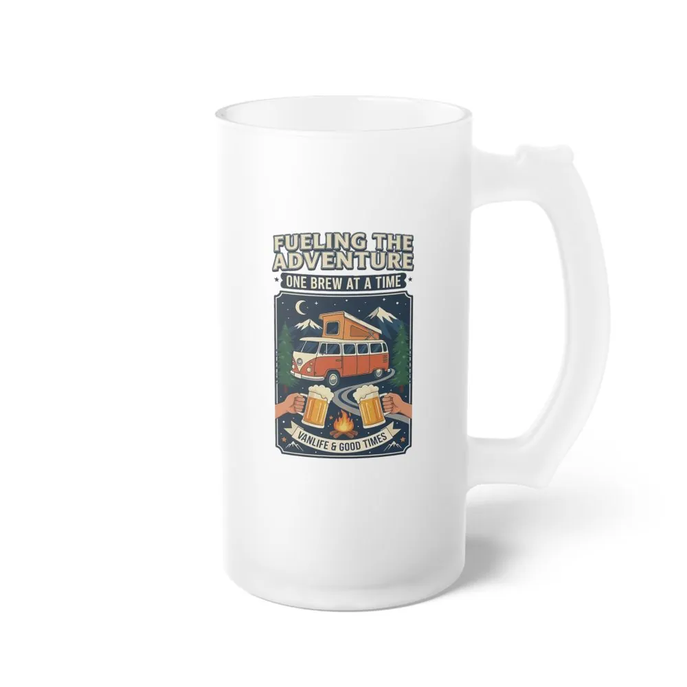 4733037170201938583_2048.jpeg Frosted Glass Beer Mug — "Feuling the adventure" Retro Cabin Adventure Design