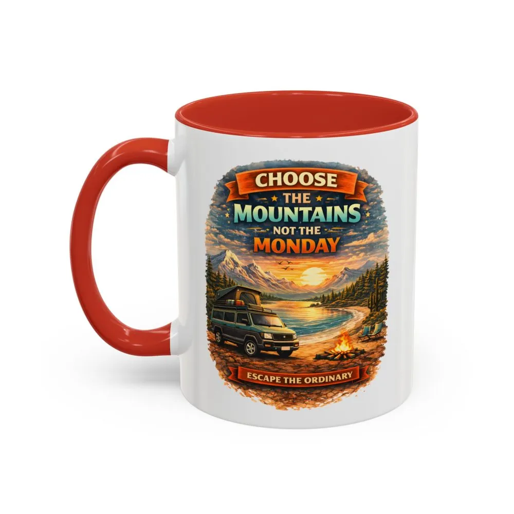 Accent Coffee Mug (11, 15oz) — "Choose The Mountens" Design Scenic-Line