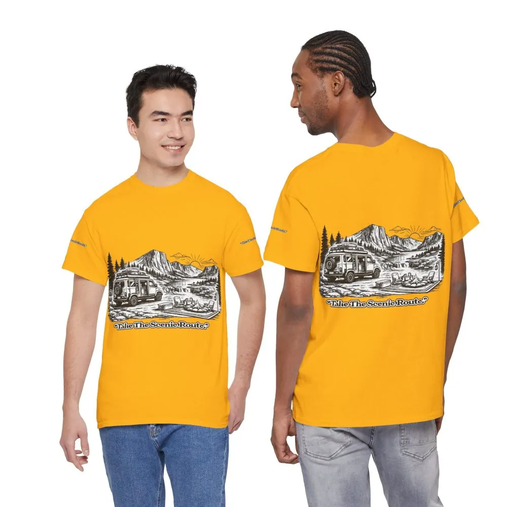4735162890012289503_2048.jpeg Unisex Heavy Cotton Tee — "Take The Scenic Route" Design Minimal-Line
