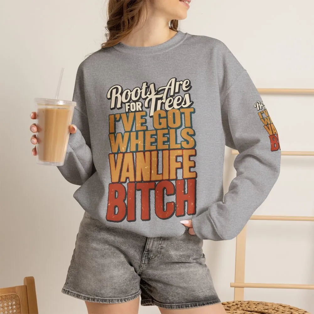 Unisex Heavy Blend™ Crewneck Sweatshirt — "Roots Are For Trees" Design F**K-Line