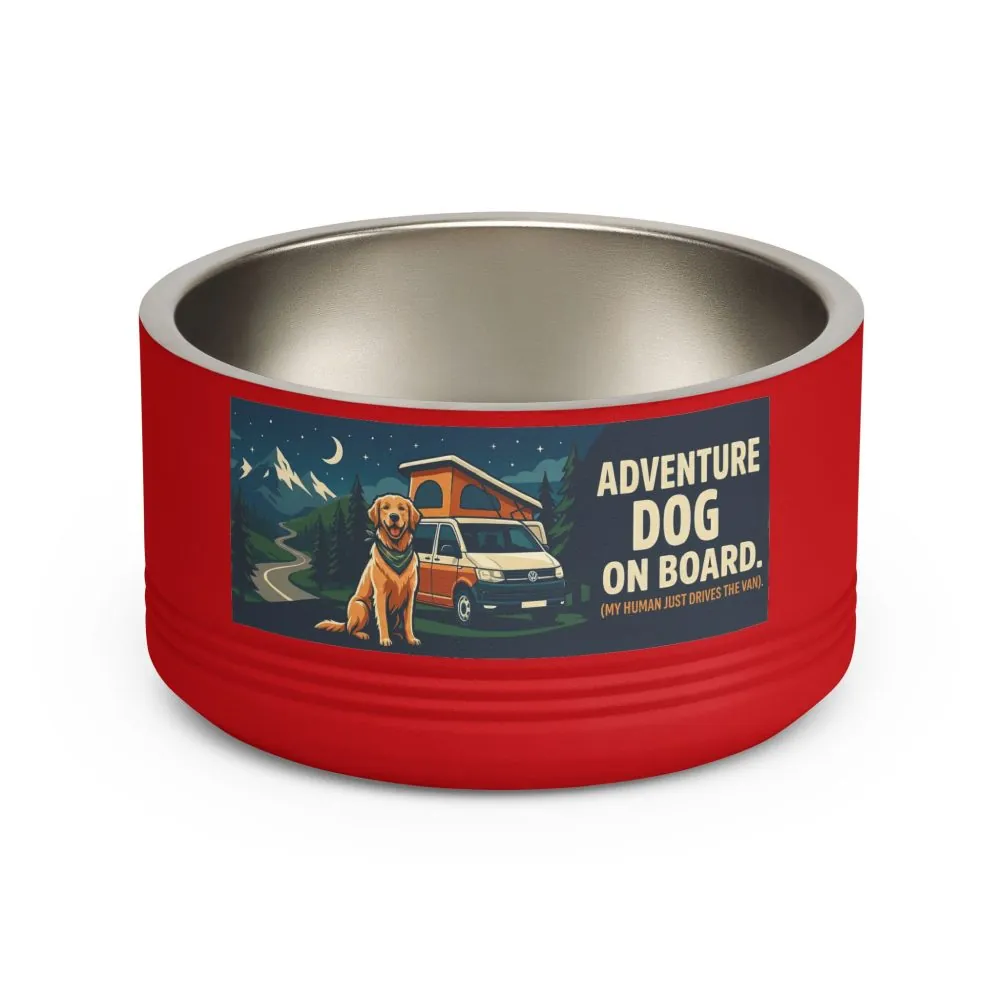 Pet Bowl — "Adventure Dog On Board " 18oz Camper & Hiking Dog Travel Bowl