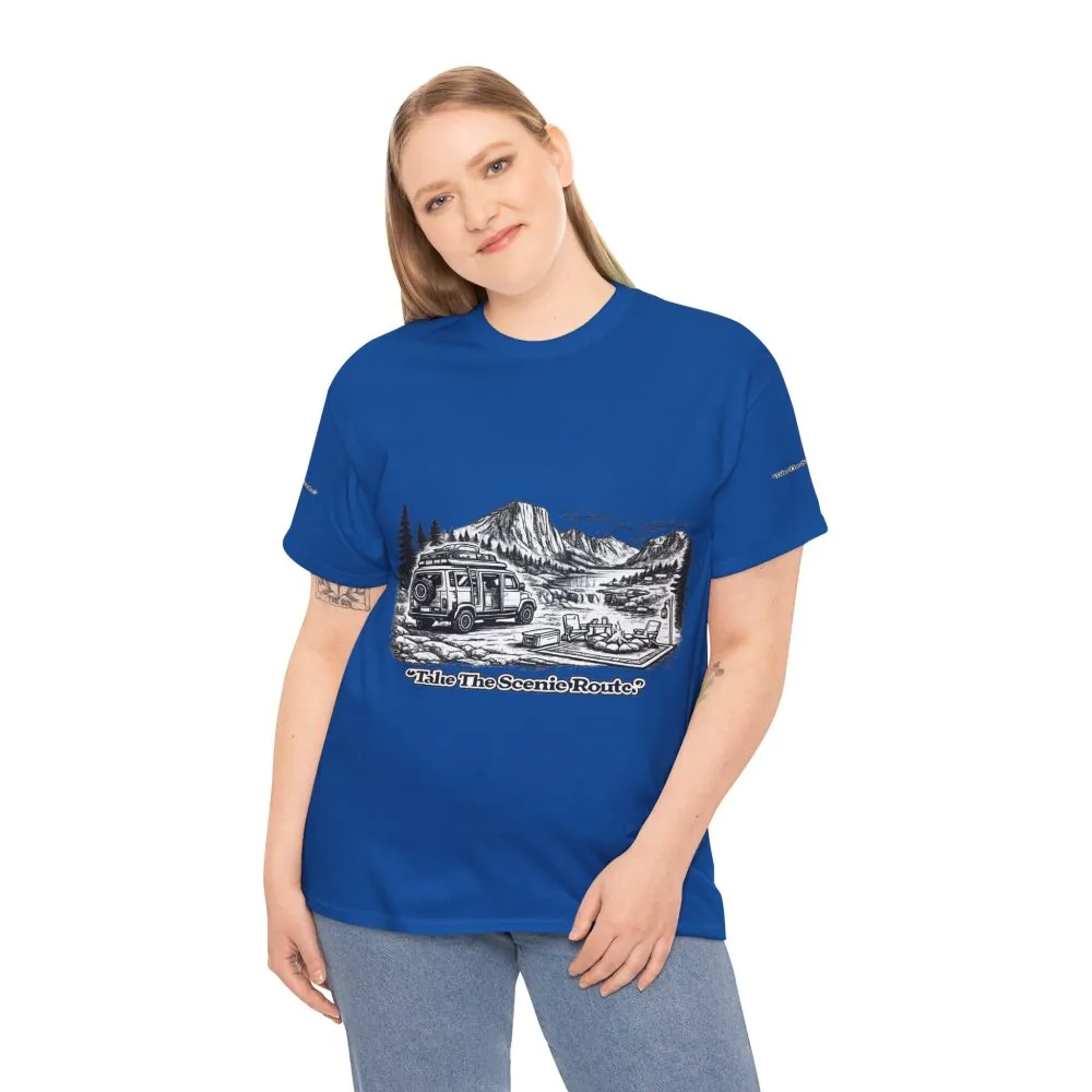 4744152670750356689_2048.jpeg Unisex Heavy Cotton Tee — "Take The Scenic Route" Design Minimal-Line