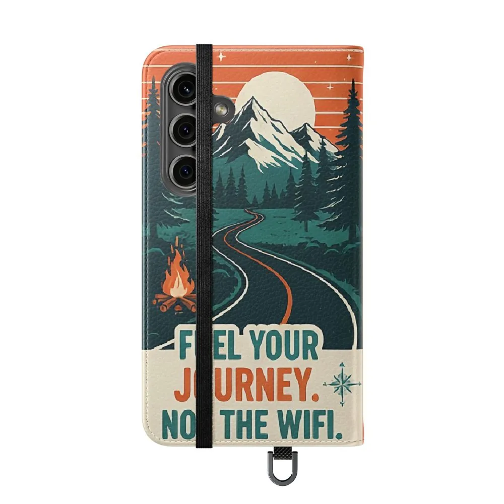 Flip Phone Case — "Adventure Awaits, Fuel Your Journey, Not the WiFi" Wallet Cover