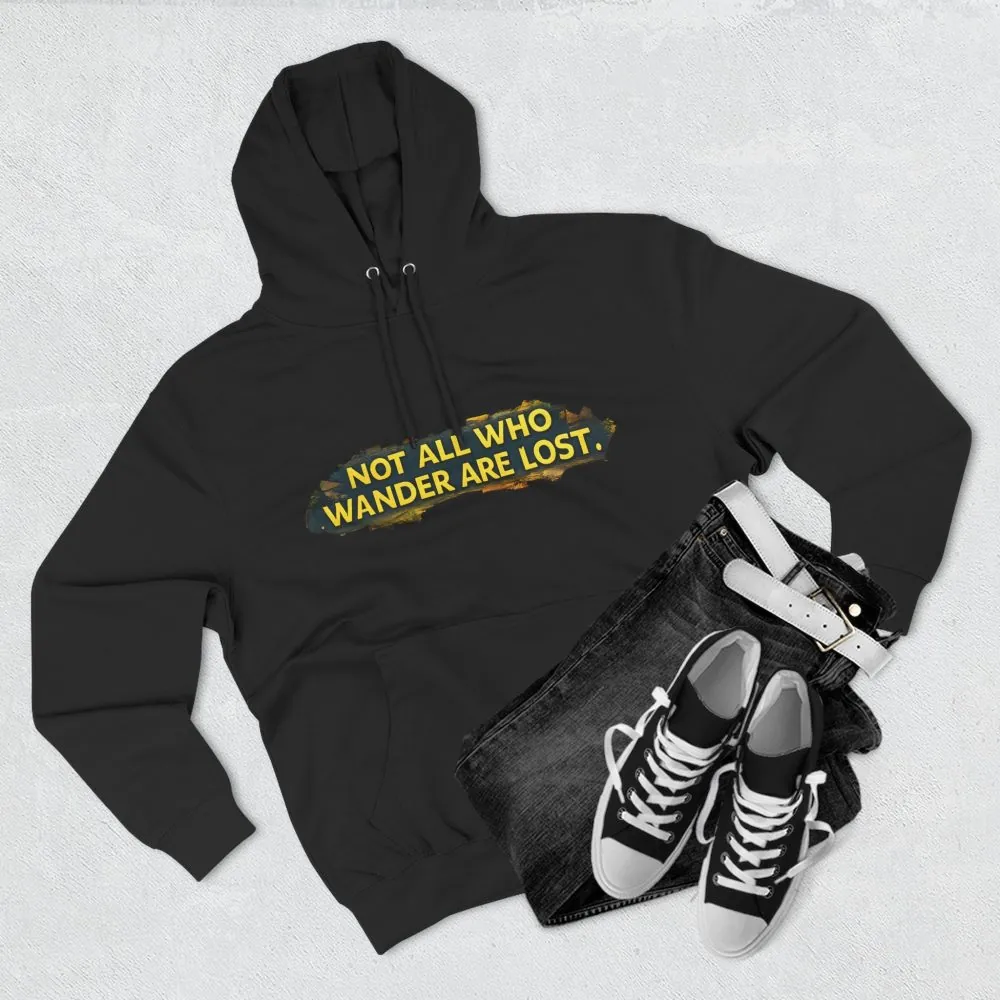 4765400210072849905_2048.jpeg Three-Panel Fleece Hoodie - "Not All Who Wander Are Lost" Design Cubic-Line