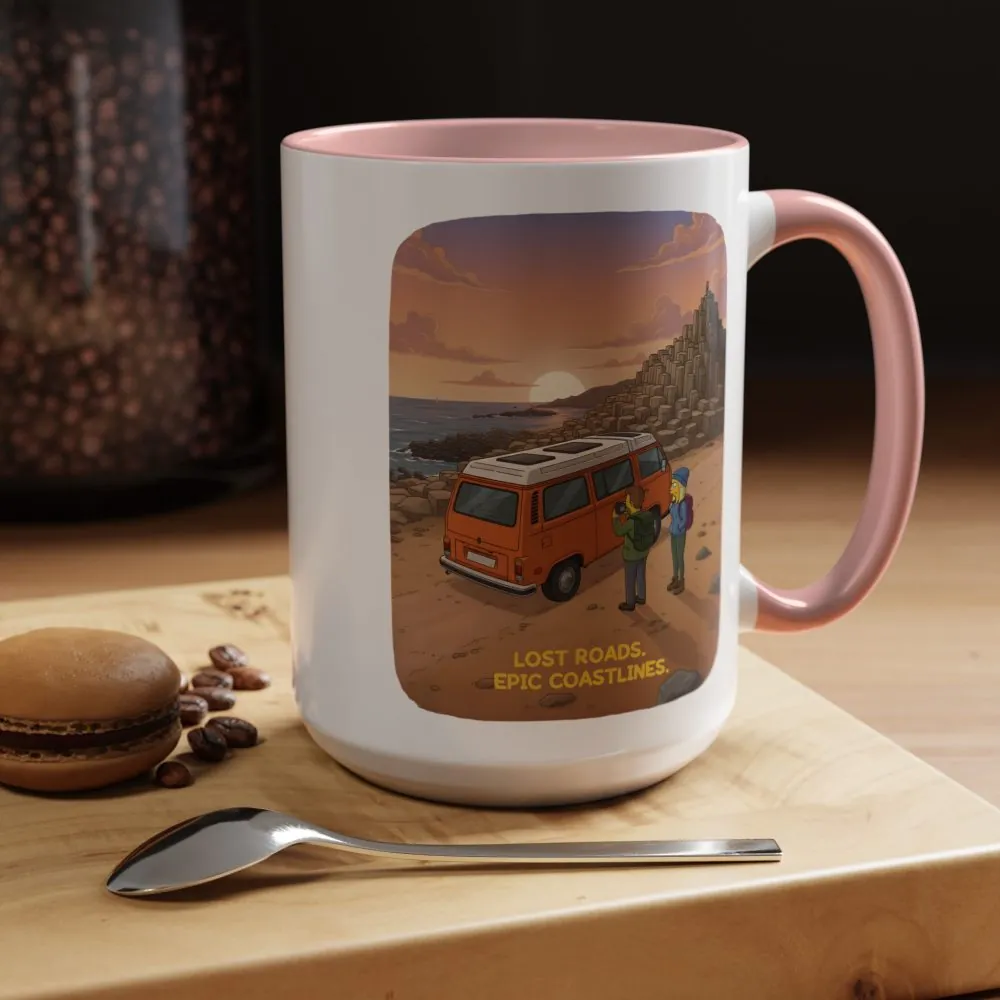 Accent Coffee Mug (11, 15oz) — "Lost Roads Epic Coastlines" Design Sitcom-Line