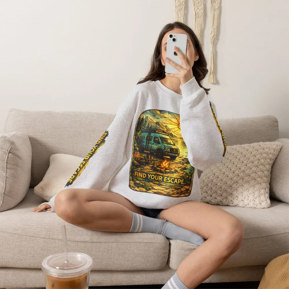 4780056870169489176_2048.jpeg Unisex Heavy Blend™ Crewneck Sweatshirt — "Find Your Escape" Design Cubic-Line