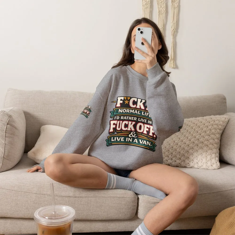 4781215773209950720_2048.jpeg Unisex Heavy Blend™ Crewneck Sweatshirt — "Fuck A Normal Life" Design F**K-Line