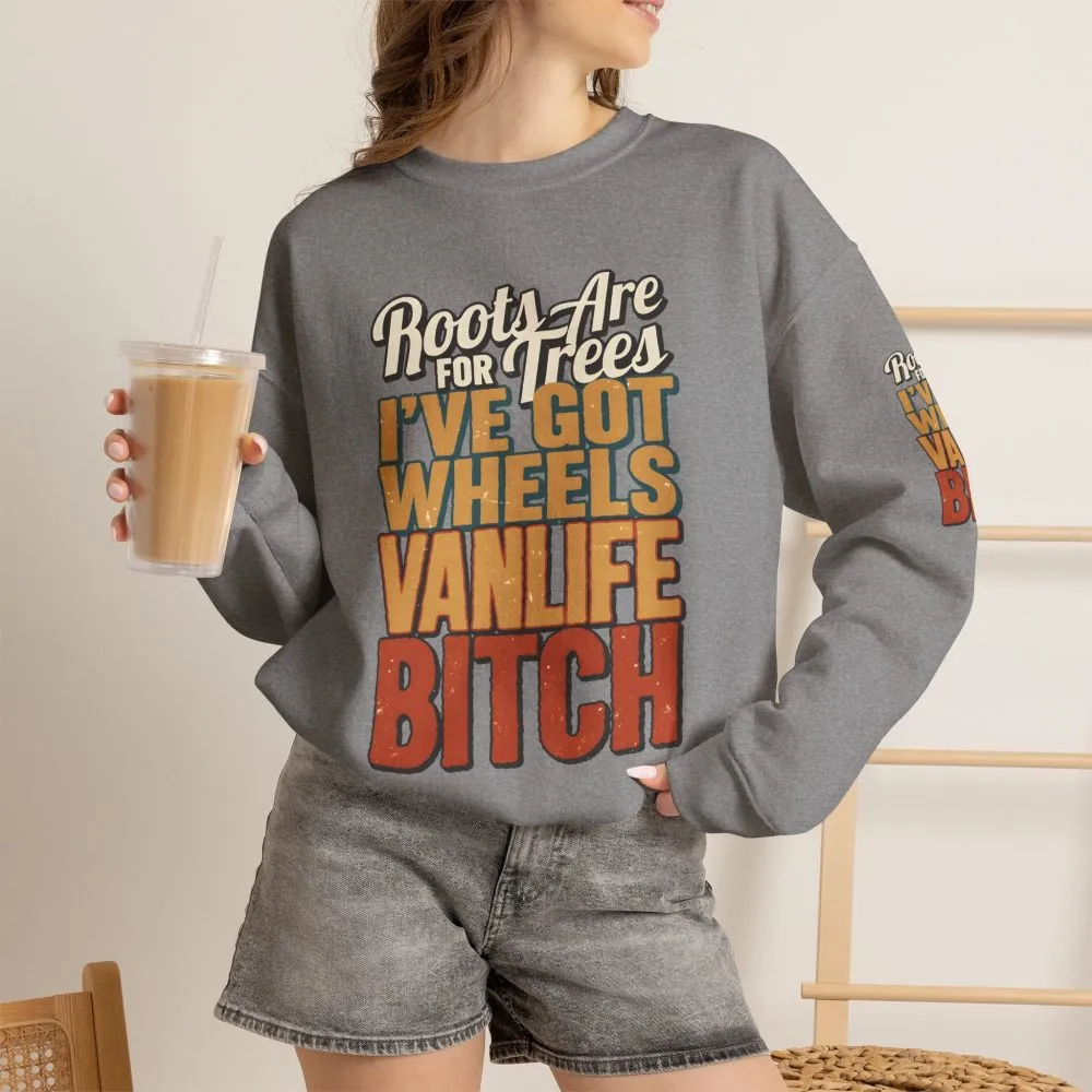 Unisex Heavy Blend™ Crewneck Sweatshirt — "Roots Are For Trees" Design F**K-Line
