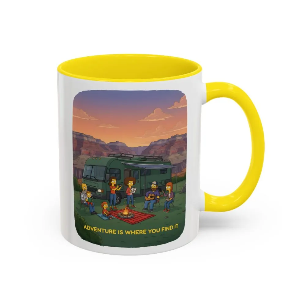 Accent Coffee Mug (11, 15oz) — "Adventure Is Where You Find It" Design Sitcom-Line