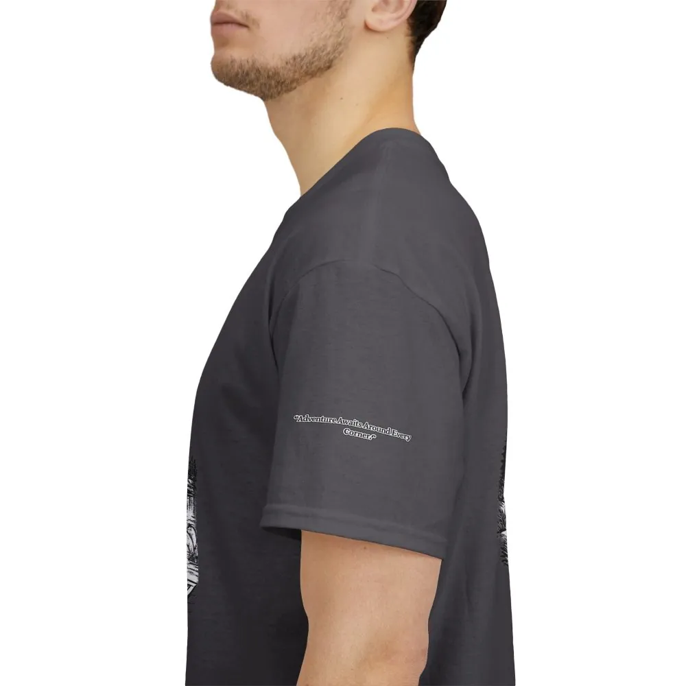 480078657863125731_2048.jpeg Unisex Heavy Cotton Tee — "Adventure Awaits Around Every Corner" Design Minimal-Line