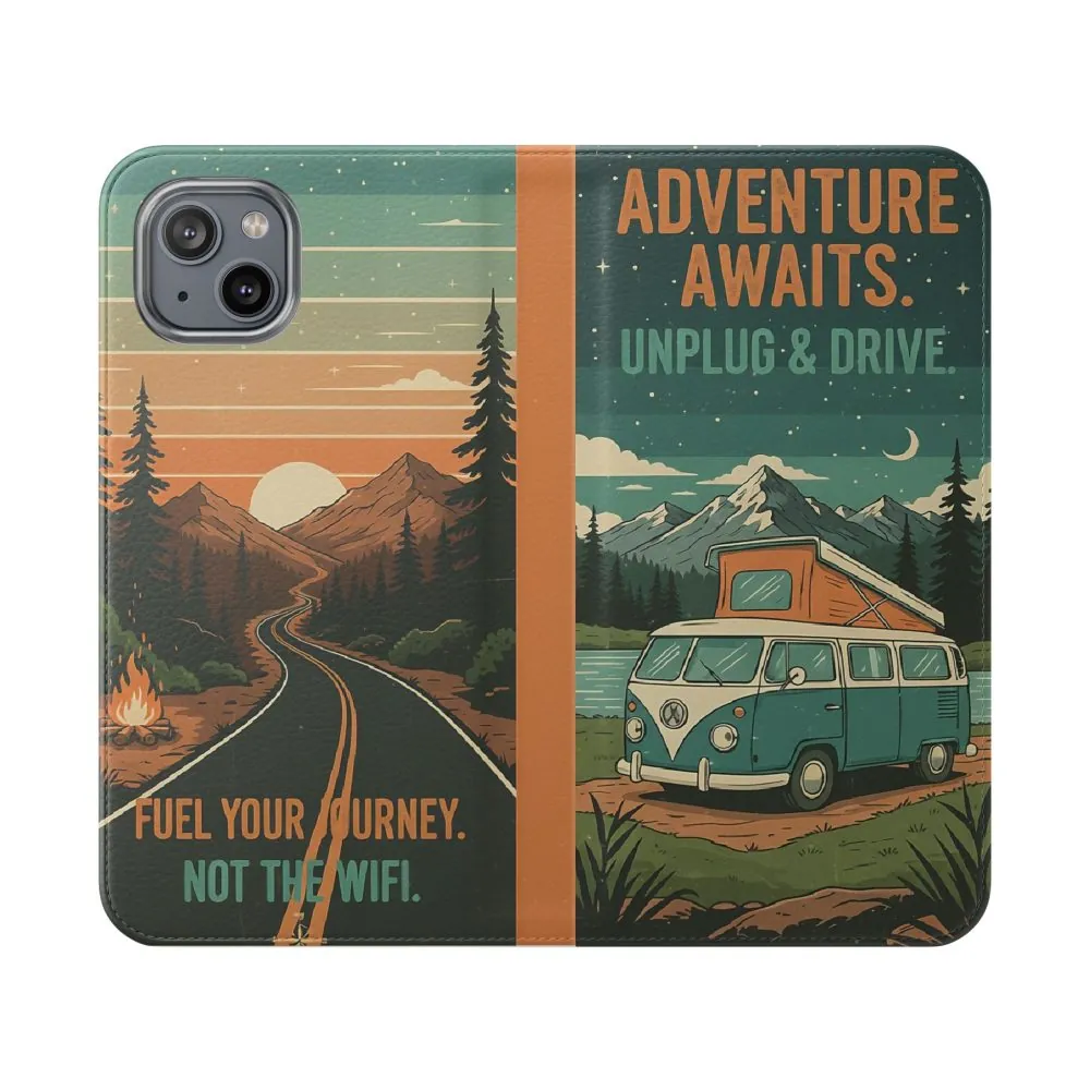 4807483046400777045_2048.jpeg Flip Phone Case — "Adventure Awaits Unplug & Drive" Wallet Case