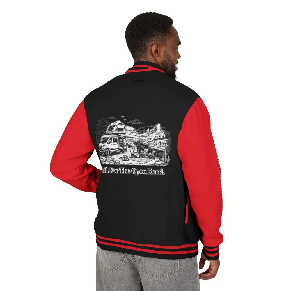 4834575599374015365_2048.jpeg Unisex Heavyweight Letterman Jacket — "Built For The Open Road" Travel Varsity Coat