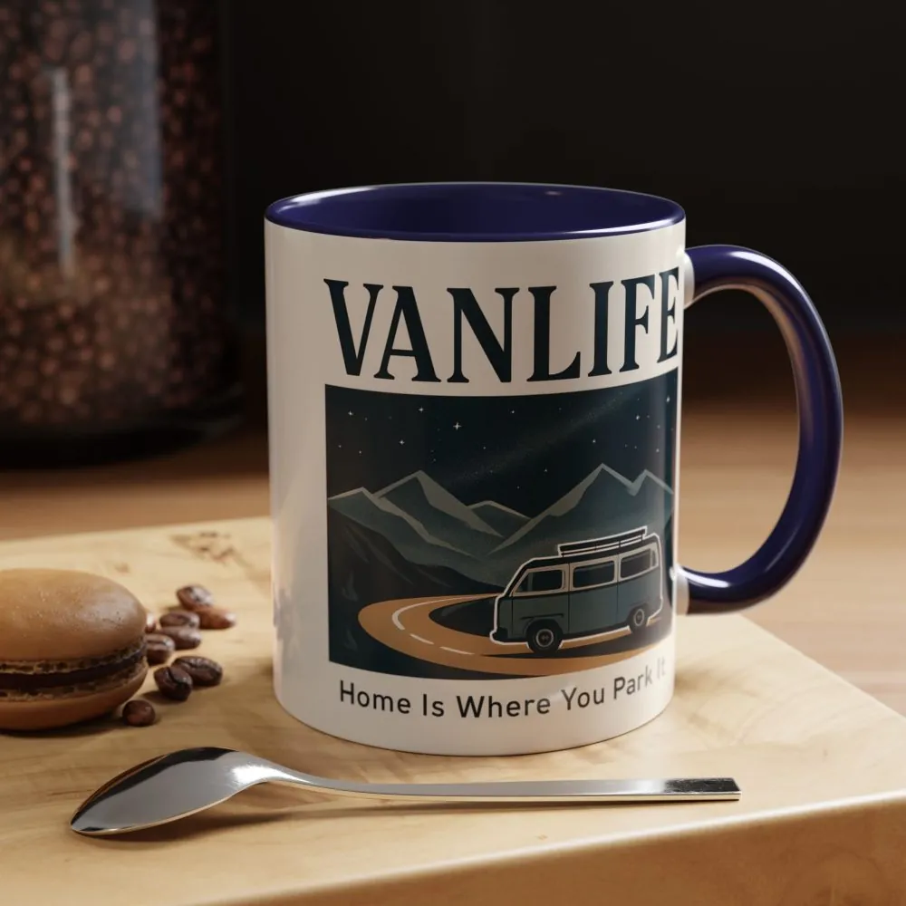 4842297324684348797_2048.jpeg Coffee Mug — "Vanlife - Home Is Where You Park It" Accent Campervan Travel Mug