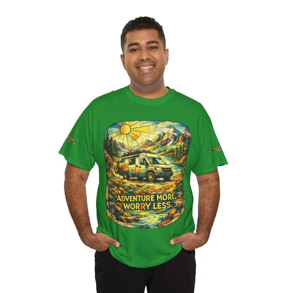 4843768170340804993_2048.jpeg Unisex Heavy Cotton Tee — "Adventure More Worry Less" Design Cubic-Line