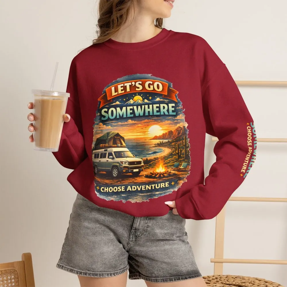 4850699896339201696_2048.jpeg Unisex Heavy Blend™ Crewneck Sweatshirt — "Lets Go Somewhere" Design Scenic-Line
