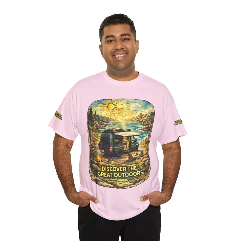 4853108966427096189_2048.jpeg Unisex Heavy Cotton Tee — "Discover The Great Outdoors" Design Cubic-Line