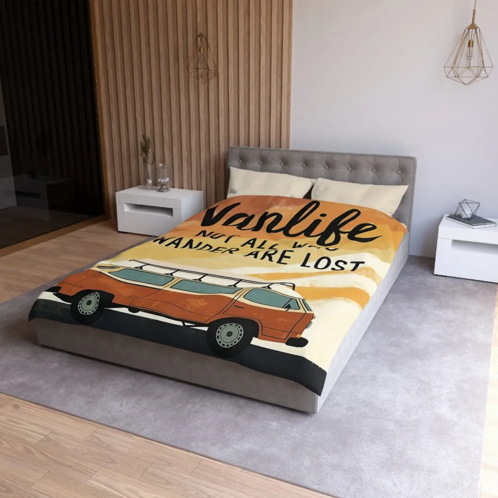 4853318955420494312_2048.jpeg Duvet Cover — "Vanlife: Not All Who Wander Are Lost" Retro Camper Bedding